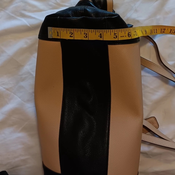 Clark Tote Bag Beige-Black Genuine Leather Women - Picture 10 of 14